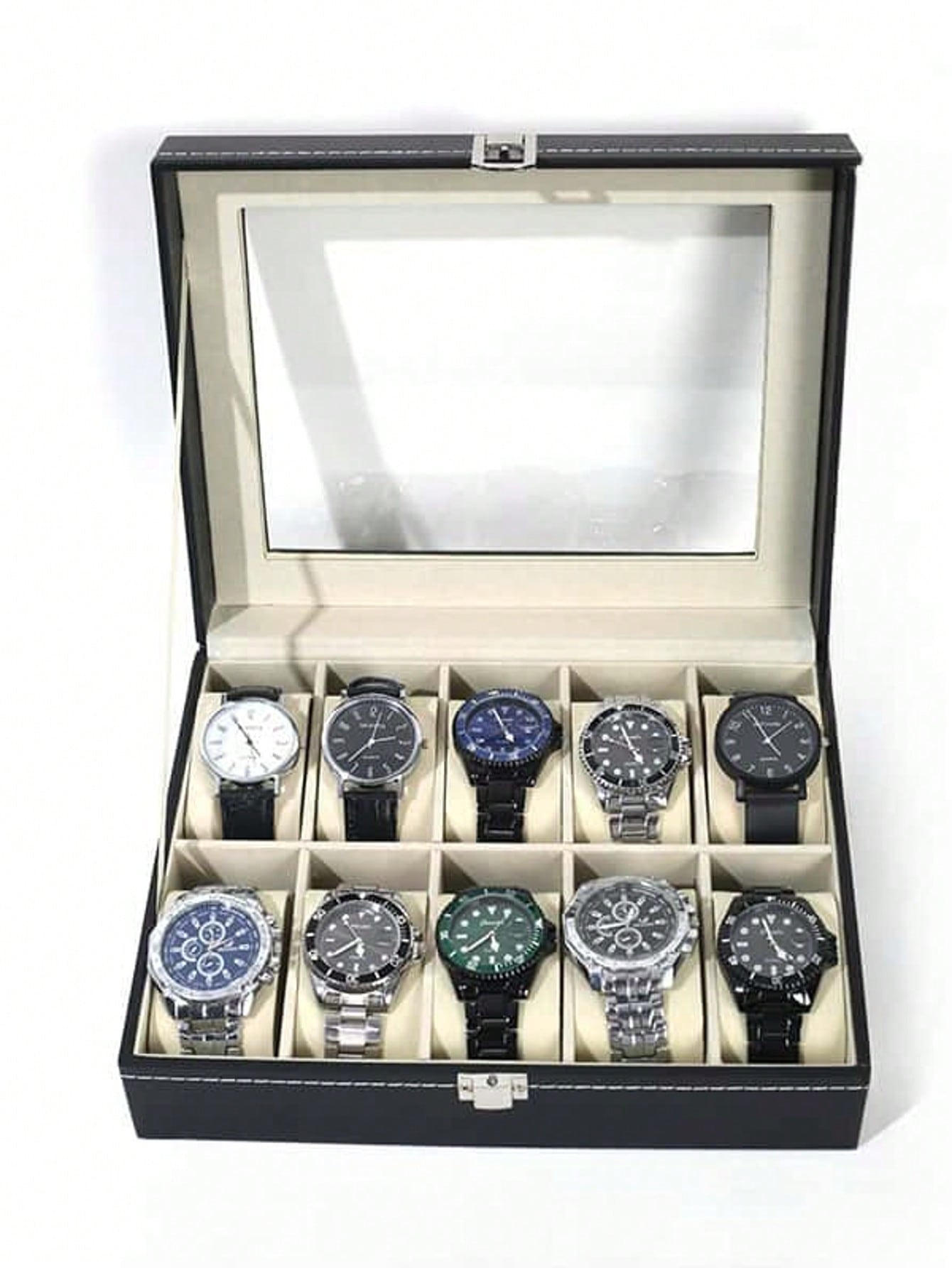 잠금장치가 있는 가죽 시계 상자, 대용량 시계 진열 케 - Watch Display Box 리뷰 및 가격