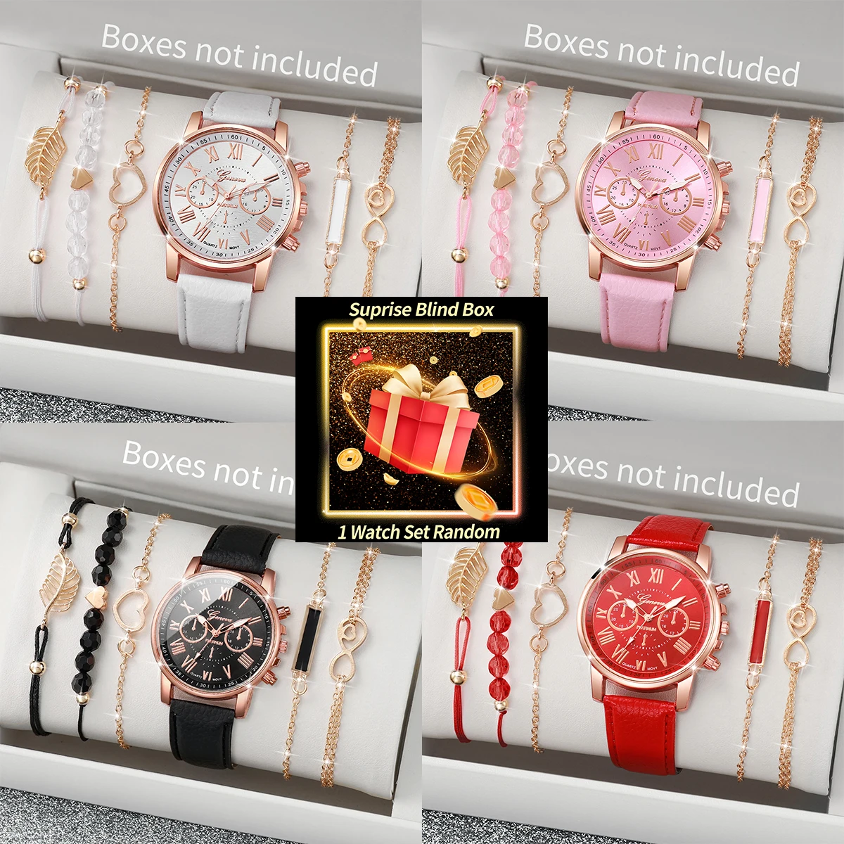깜짝 선물 상자 세트: 여성용 시계(제네바 쿼츠 시계) - Jewelry For Watches 리뷰 및 가격